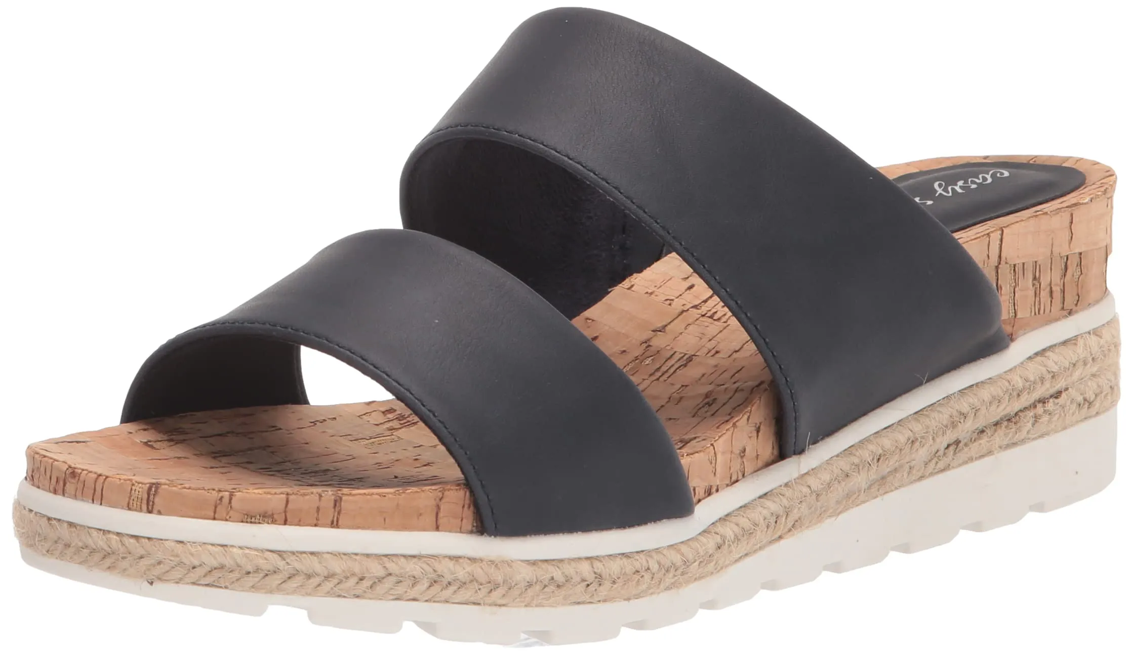 Easy Street Women's Maryann Wedge Sandal, Navy, 8.5