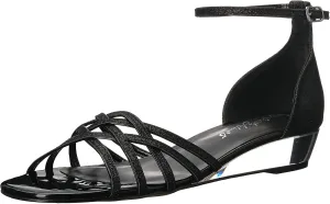 Easy Street Women's Tarrah Wedge Sandal, Black Glitter, 8.5 M US