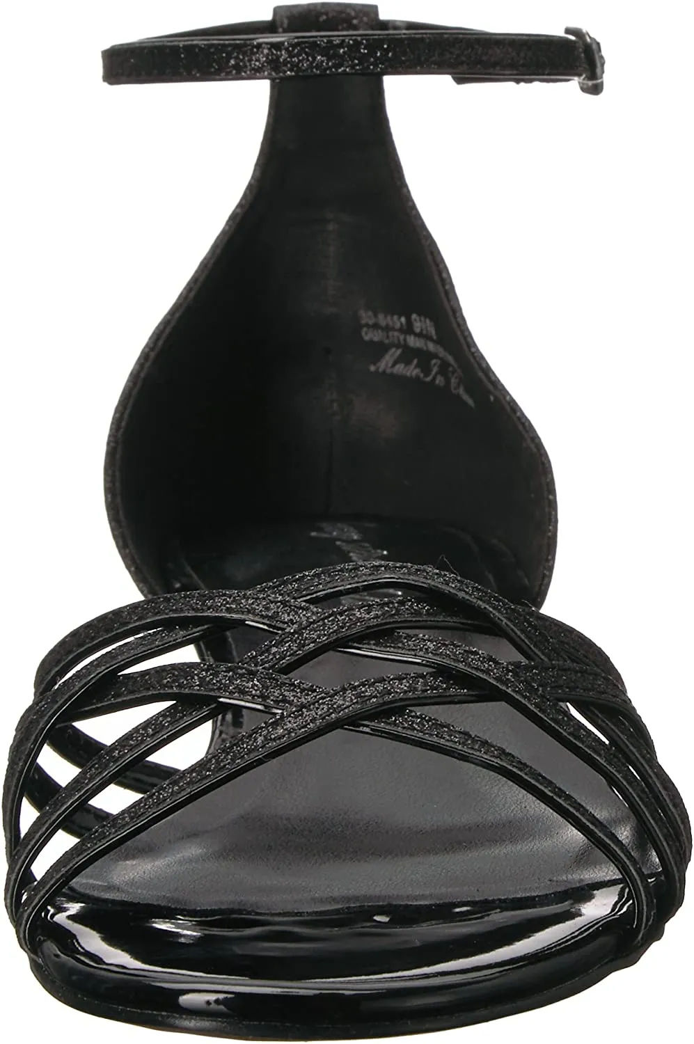 Easy Street Women's Tarrah Wedge Sandal, Black Glitter, 8.5 M US