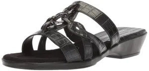 Easy Street Women's Torrid Flat Sandal, Black Crocodile, 8.5 M US