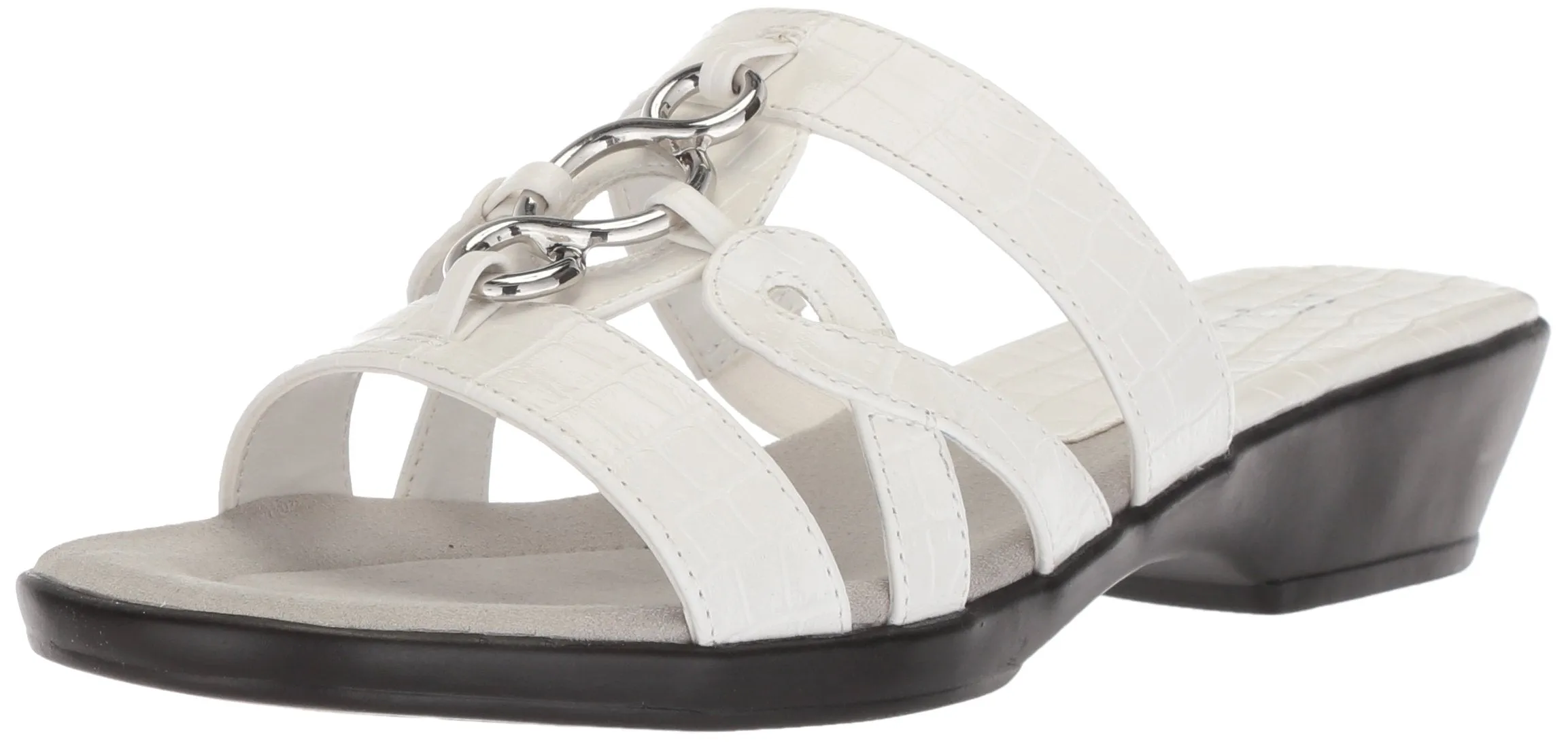 Easy Street Women's Torrid Flat Sandal, White Crocodile, 10 W US