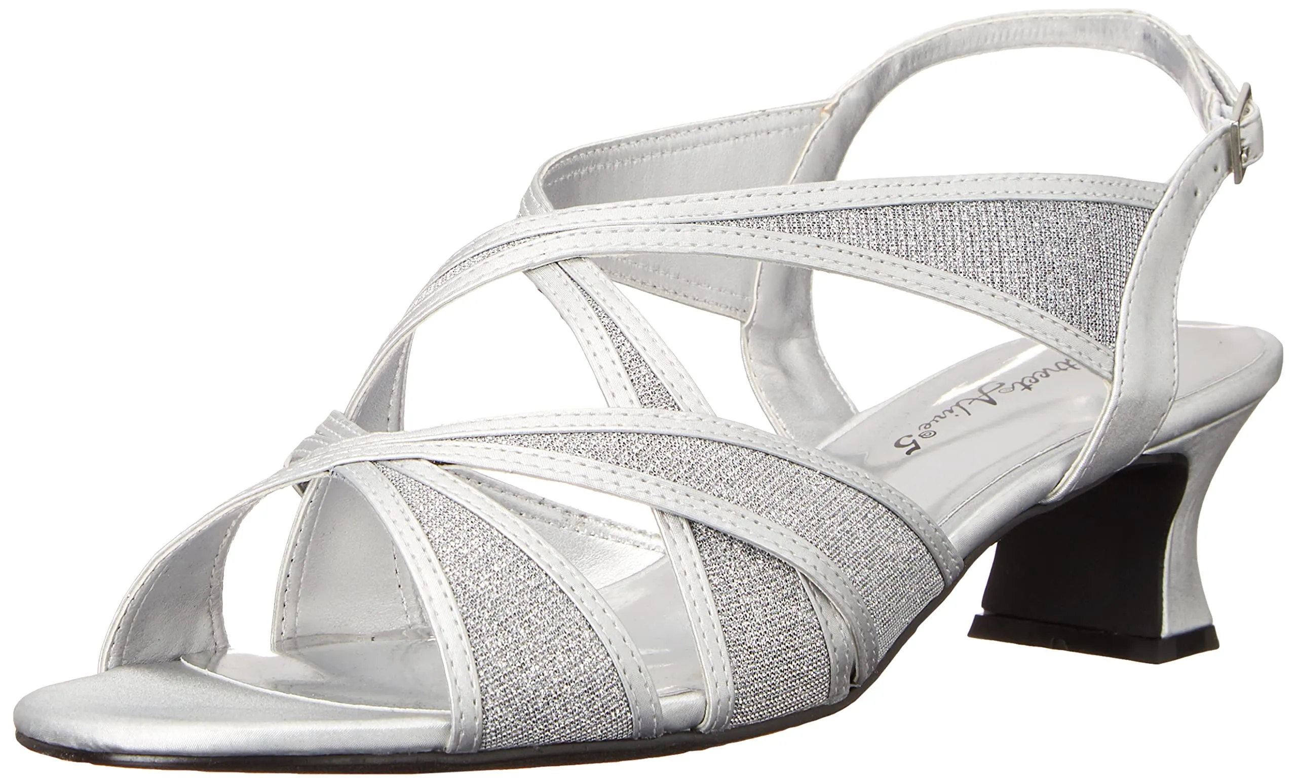 Easy Street Women's Tristen Heeled Sandal, Silver Satin, 9 X-Wide