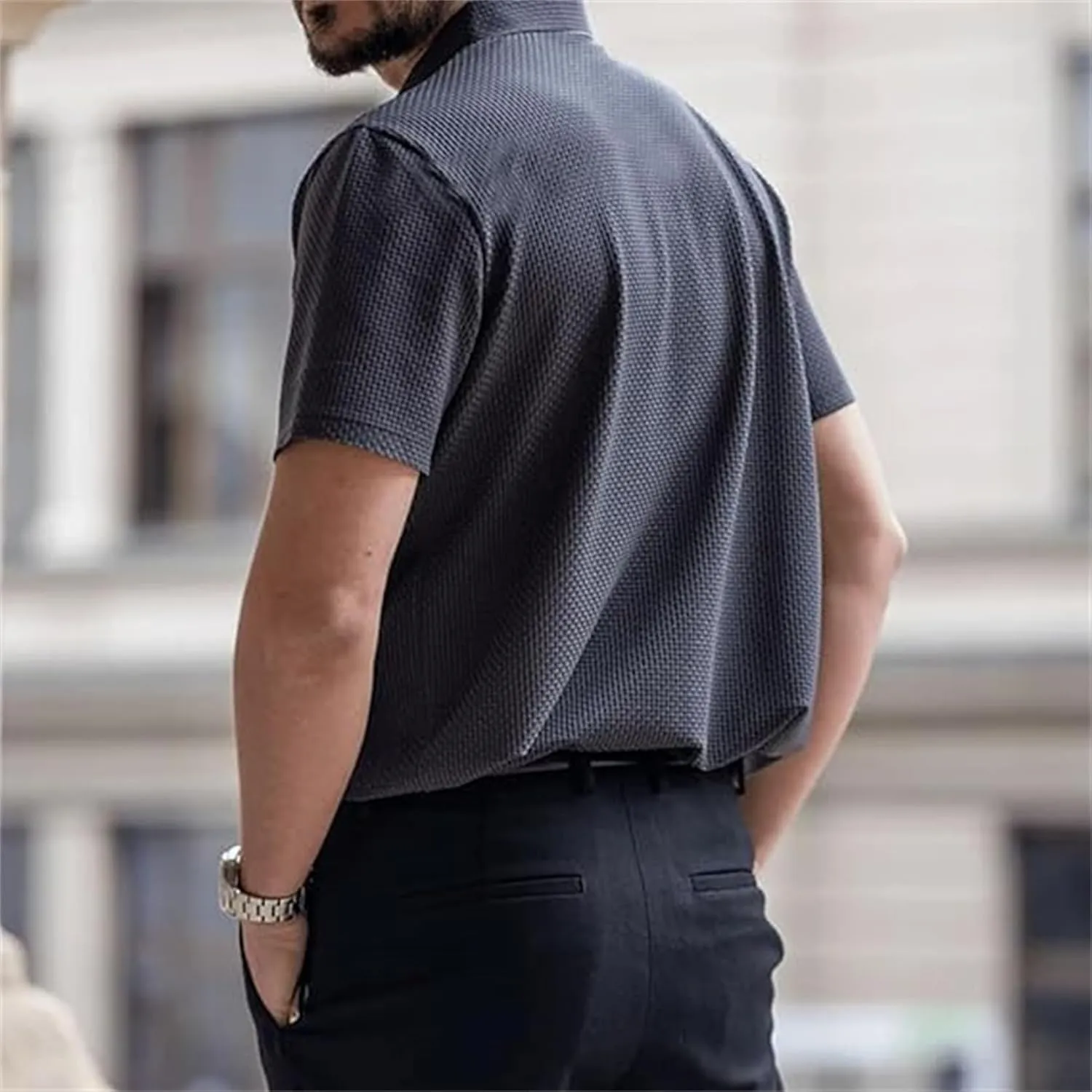 Elavure - The Prestigio Polo Shirt Men's Short Sleeve Solid Stretch Pique Polo Shirt Quick Dry Casual Workout Tshirt