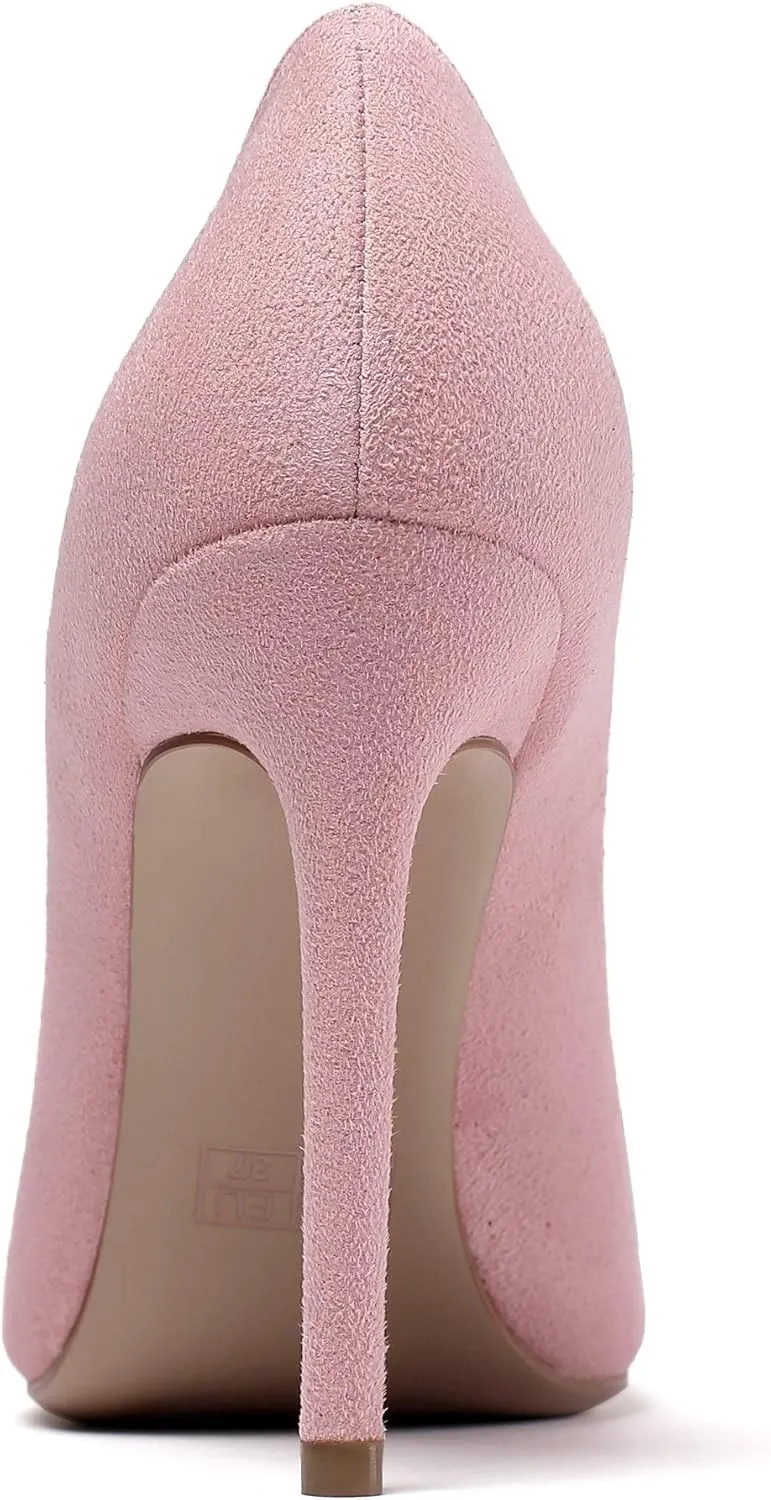 Eldof Women's Classic Dress Pumps Shoes, Sexy Pointed Toe 4" Stiletto High Heels, Office Formal Slip On Size 5-13