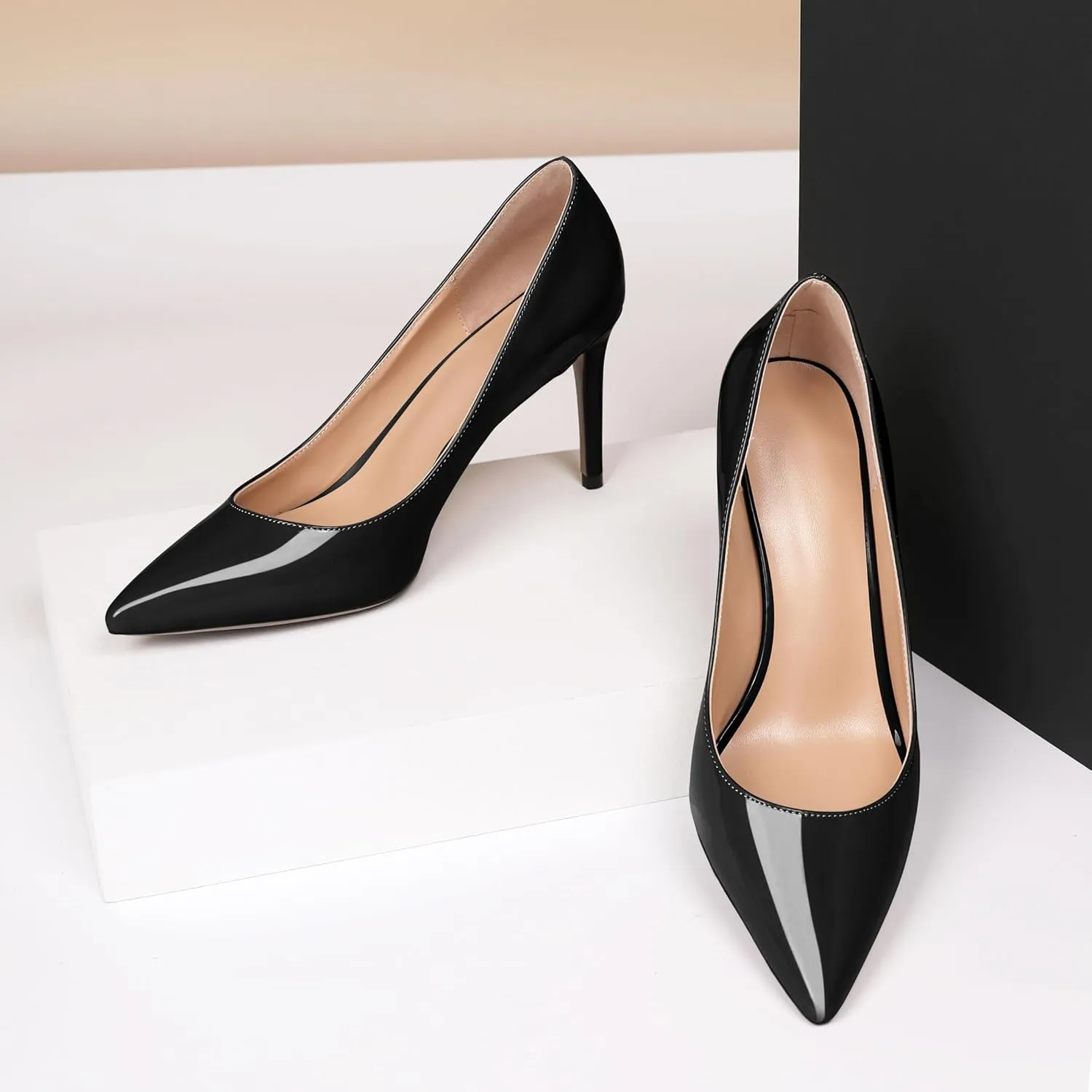 Eldof Women's High Heel Pumps - Classy Pointy Toe Pumps_- Office Wedding Party Event Comfort Heels