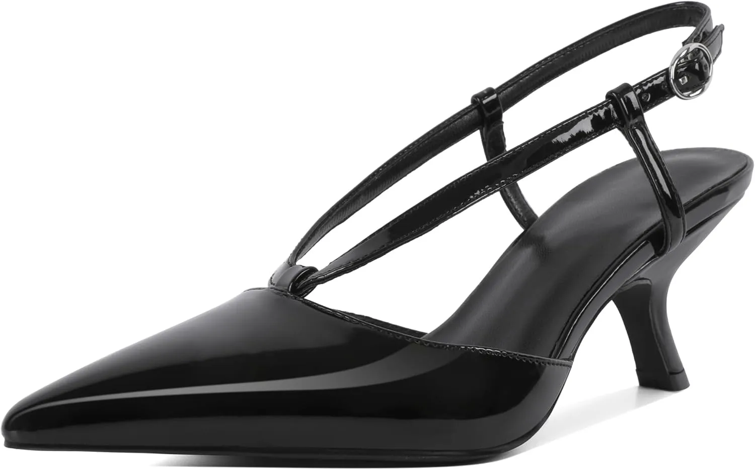 Eldof Womens Kitten Heel Pointed Toe Slingback Slip On Pumps Shoes Women Dress Low Heels 2.5 Inches