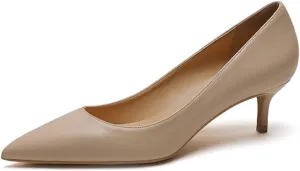Eldof Women's Kitten Heel Pumps Pointed Toe Low Heels Slip on Comfort Pumps 2.6 Inches for Dress Party Office