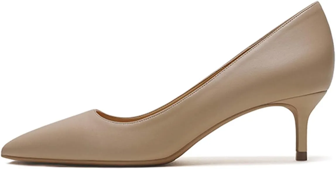 Eldof Women's Kitten Heel Pumps Pointed Toe Low Heels Slip on Comfort Pumps 2.6 Inches for Dress Party Office
