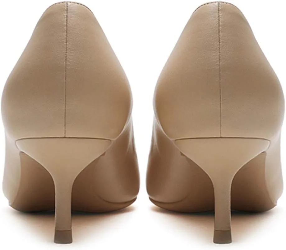 Eldof Women's Kitten Heel Pumps Pointed Toe Low Heels Slip on Comfort Pumps 2.6 Inches for Dress Party Office