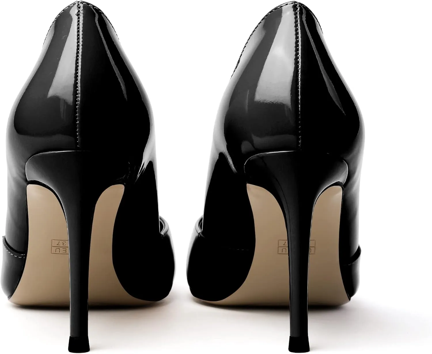 Eldof Women's Round Toe Slip On 3.4 Inch High Heels Cut Out D'Orsay Pumps for Casual Dress Office