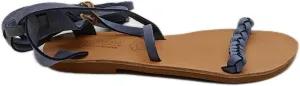 Emmanuela Ancient Greek Style Knee High Lace Up Leather Sandals, Handmade Open Toe Flat Gladiator Sandals, Quality Tie up Strappy Summer Shoes for Women, Boho Chic Sandals