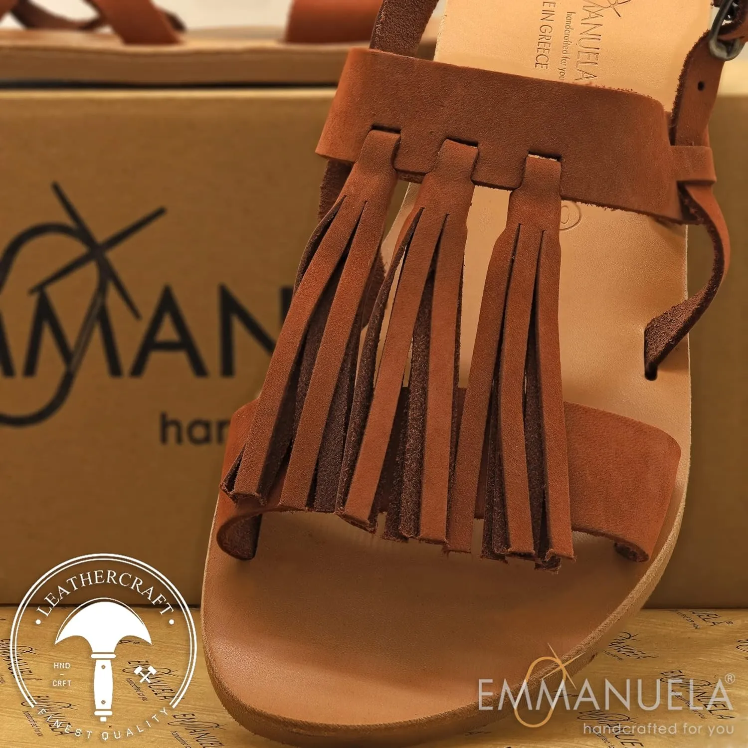 Emmanuela Comfortable Leather Flat Sandals, Greek Style Quality Slide on Sandals, Summer Shoes, Open Toe Mules, Boho Chic Weaved Leather Textured Sliders