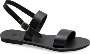 Emmanuela Greek Handmade Leather Flat Sandals, Quality Summer Shoes for Women with adjustable buckle strap, Open Toe Strappy Sandals, Boho Chic Slingback Sandals