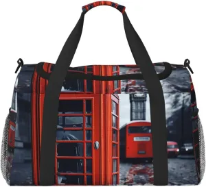 England Uk Retro London Telephone Travel Duffel Bag Lightweight Waterproof Carry On Tote Bag Foldable Weekender Overnight Bags Sport Gym Bag For Women Men