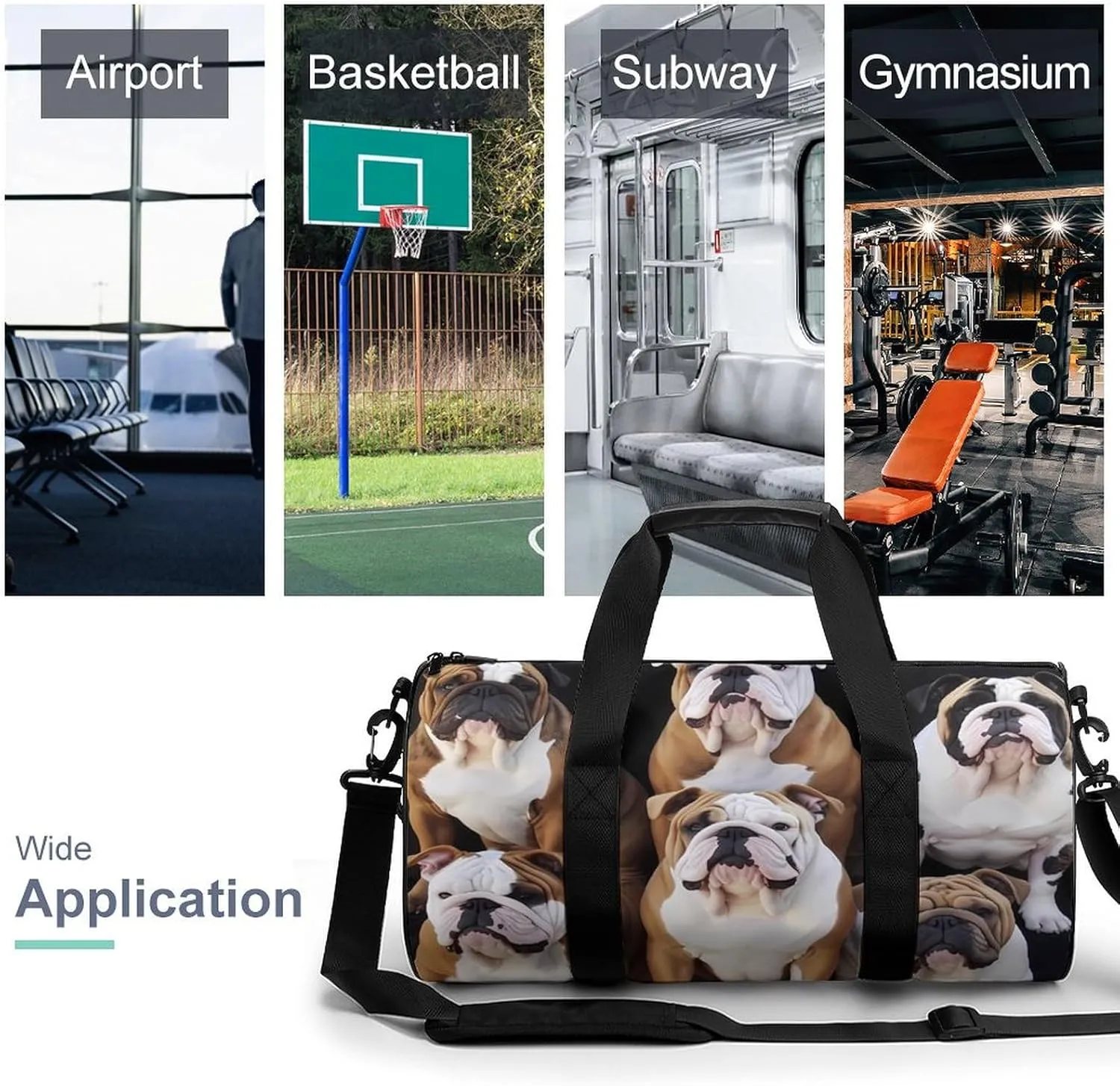 English Bulldogs Duffel Bag for Men Women Gym Bag Sports Small Overnight Bag for Travel Weekender