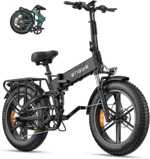 ENGWE Engine Pro 2.0 1200W Peak Power 75N.m Torque Sensor Ebike, 4.0 * 20” Fat Tire Folding Electric Bike for Adults, 52V 16AH Battery Up to 28MPH 68Mile Long Range, Full Suspension All Terrain