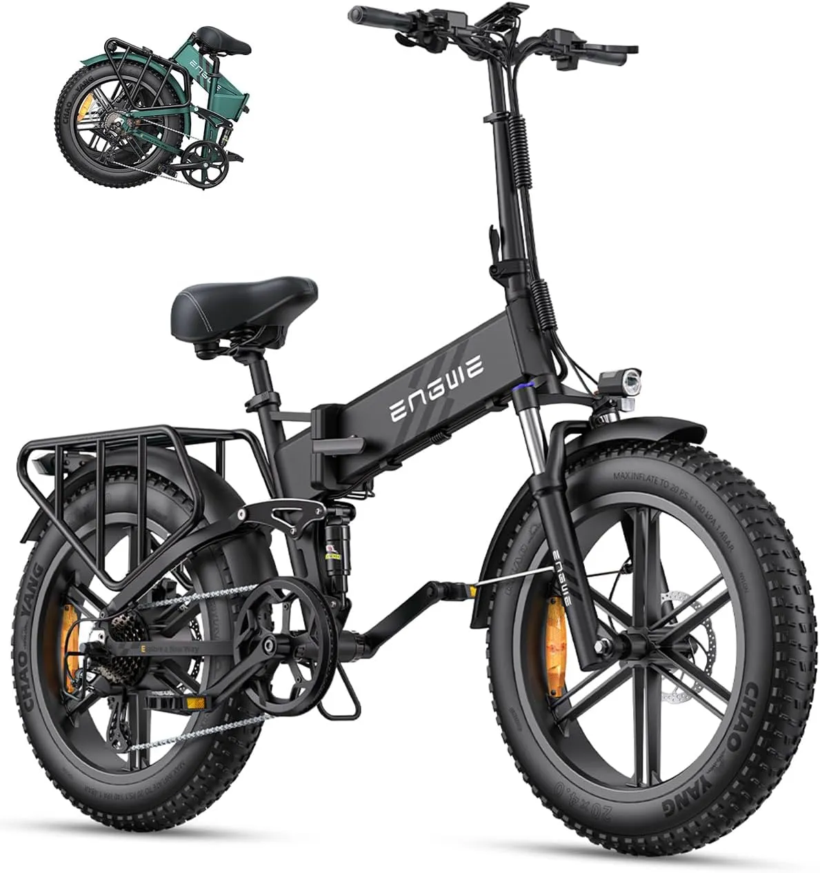 ENGWE Engine Pro 2.0 1200W Peak Power 75N.m Torque Sensor Ebike, 4.0 * 20” Fat Tire Folding Electric Bike for Adults, 52V 16AH Battery Up to 28MPH 68Mile Long Range, Full Suspension All Terrain