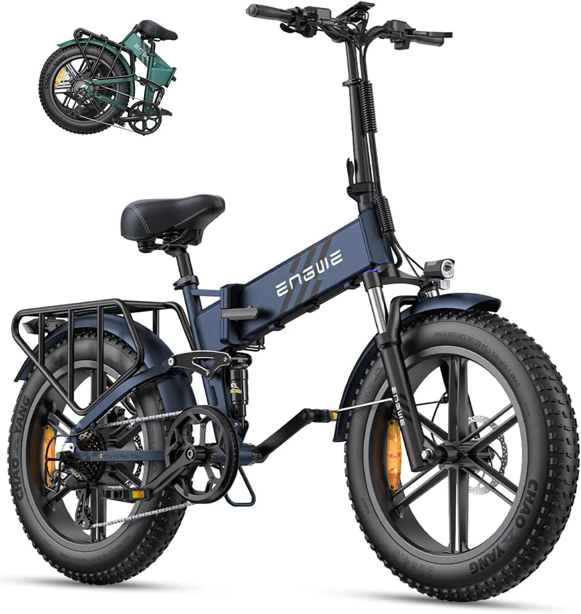ENGWE Engine Pro 2.0 1200W Peak Power 75N.m Torque Sensor Ebike, 4.0 * 20” Fat Tire Folding Electric Bike for Adults, 52V 16AH Battery Up to 28MPH 68Mile Long Range, Full Suspension All Terrain