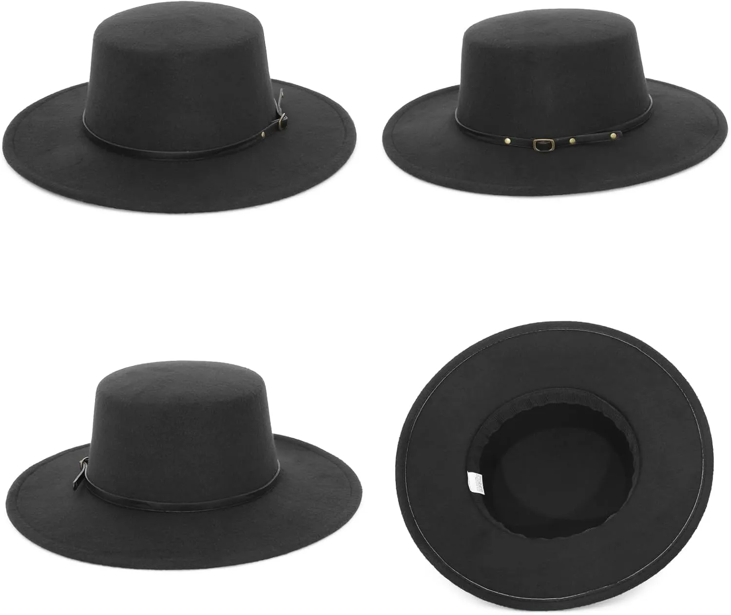 EOZY Women Men Classic Felt Fedora Hat Wide Brim Flat Top Jazz Panama Hat Casual Party Church Hat