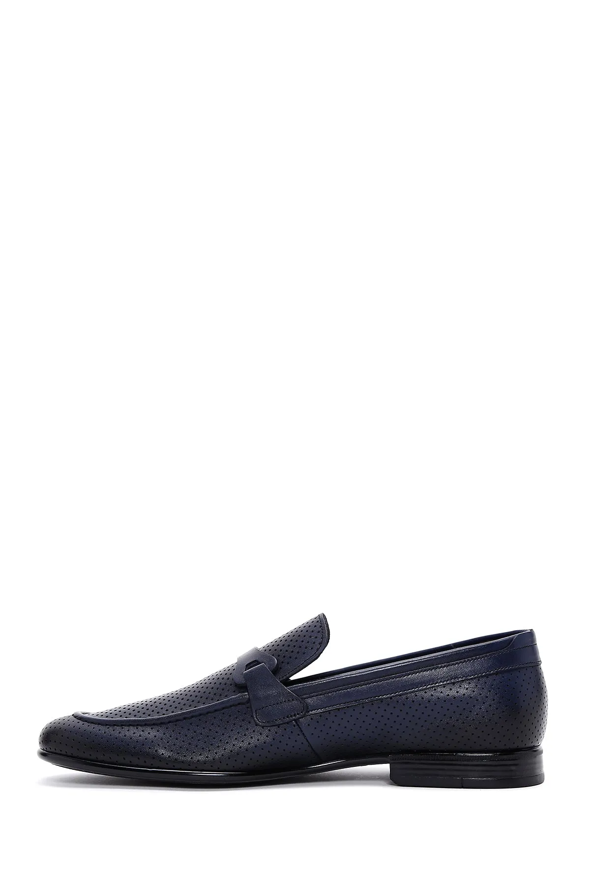 Erkek Lacivert Deri Klasik Loafer
