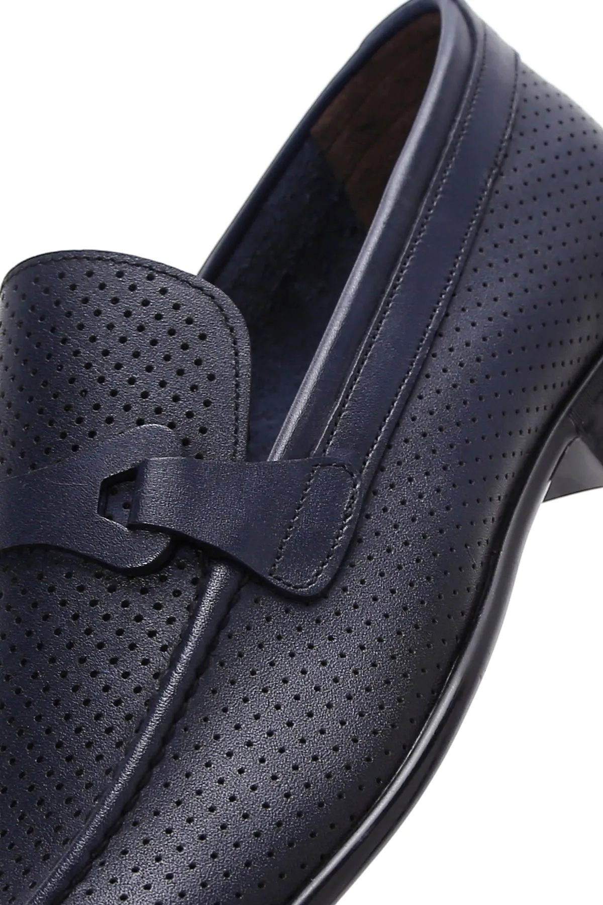 Erkek Lacivert Deri Klasik Loafer