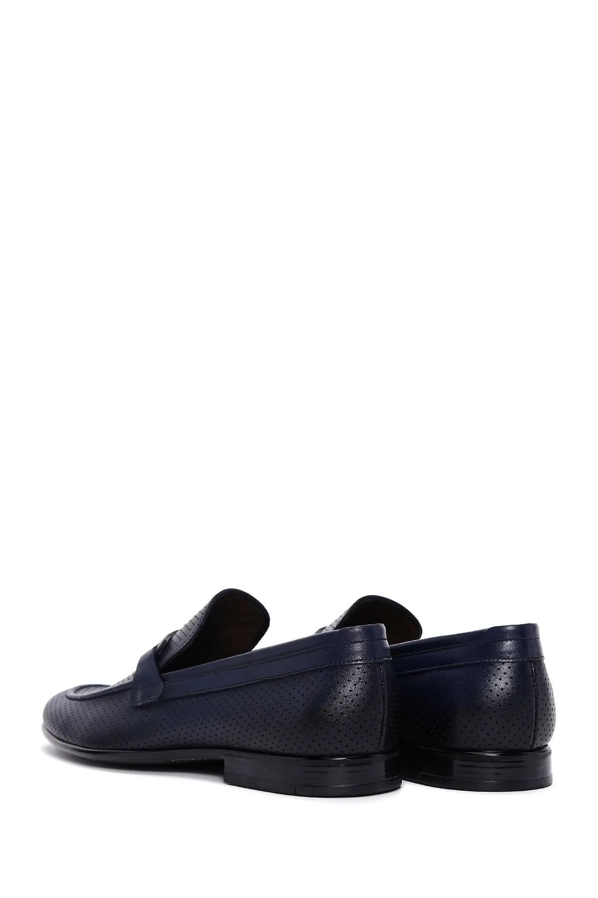 Erkek Lacivert Deri Klasik Loafer