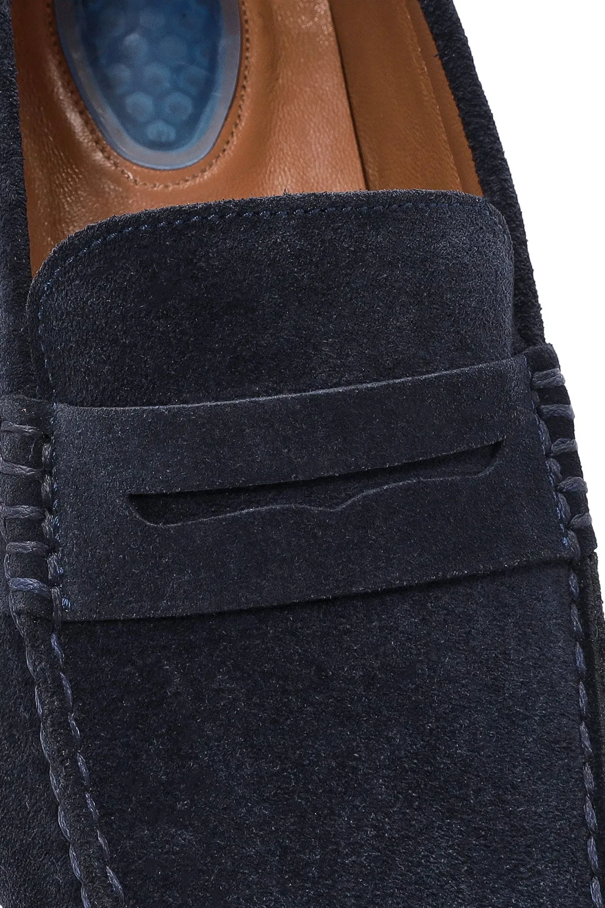 Erkek Lacivert Süet Deri Loafer