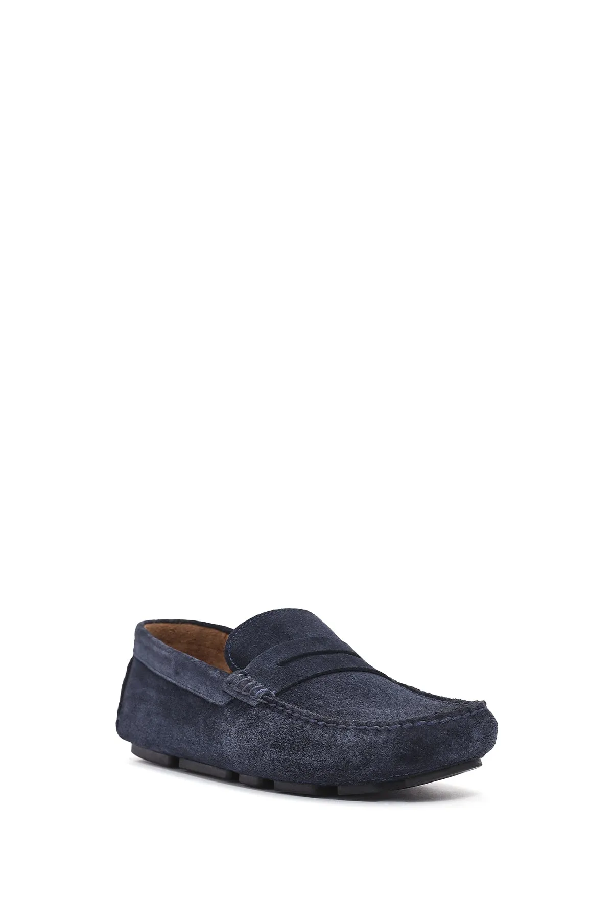 Erkek Lacivert Süet Deri Loafer