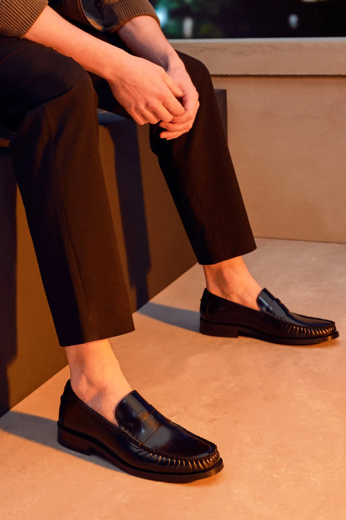 Erkek Siyah Deri Klasik Loafer