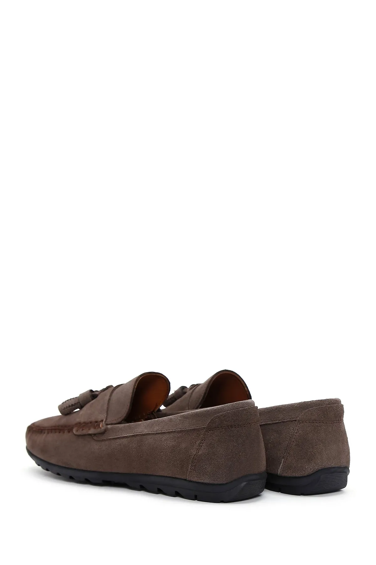 Erkek Vizon Püsküllü Süet Deri Casual Loafer