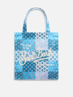 Essential flat cotton flower Bag with Saint Barth logo