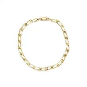 Estate Flat Oval Link Bracelet in 14K Yellow Gold
