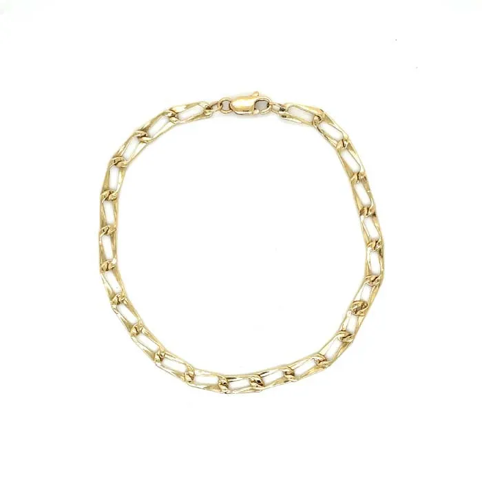 Estate Flat Oval Link Bracelet in 14K Yellow Gold