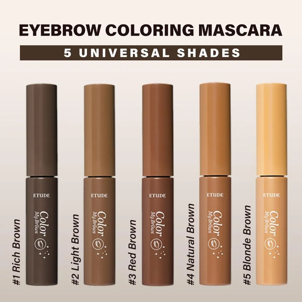 ETUDE Color My Brows Big Size - Light Brown (9g) | Beeswax & Carnauba Wax | Eyebrow Mascara, Quickly Fixing Natural Eyebrow Makeup with Care Effect | Korean Makeup, Kbeauty