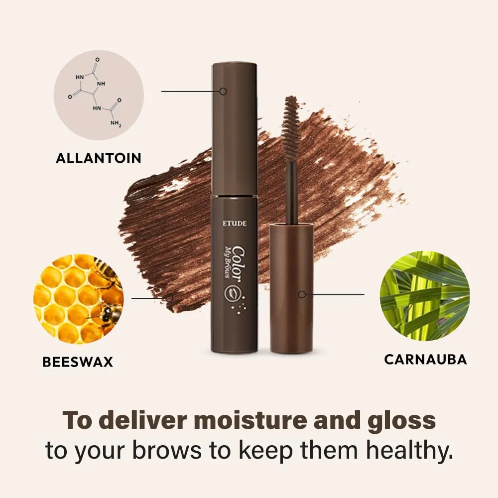 ETUDE Color My Brows Big Size - Light Brown (9g) | Beeswax & Carnauba Wax | Eyebrow Mascara, Quickly Fixing Natural Eyebrow Makeup with Care Effect | Korean Makeup, Kbeauty