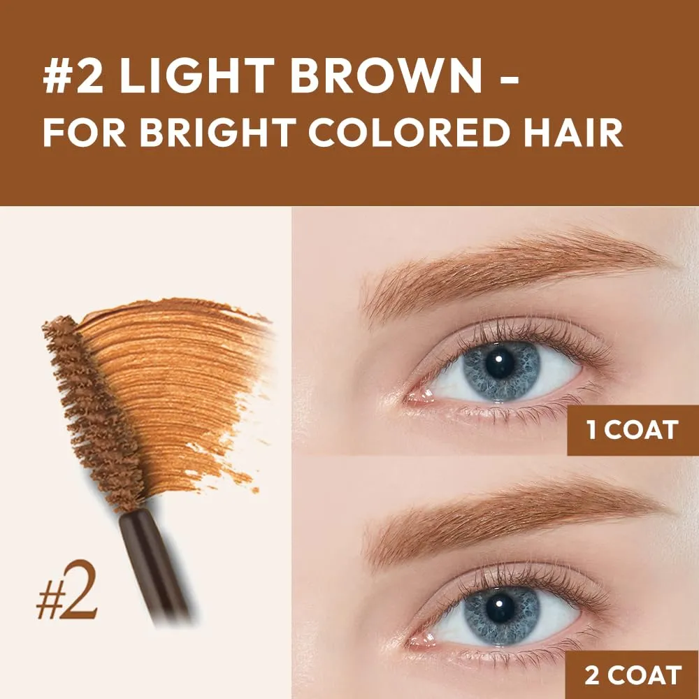 ETUDE Color My Brows Big Size - Light Brown (9g) | Beeswax & Carnauba Wax | Eyebrow Mascara, Quickly Fixing Natural Eyebrow Makeup with Care Effect | Korean Makeup, Kbeauty
