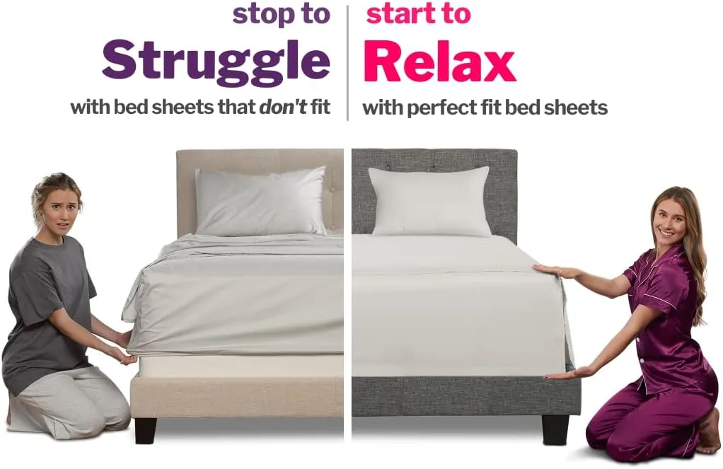 Extra Deep Pocket Queen Bed-Sheets – 4-Piece Includes: 18”-21” Inch Super Extra Deep Pocket Fitted Sheet – Oversize Flat Sheet – 2 Zipper Closure Pillowcases – Perfectly Fit Queen Size – Bright White