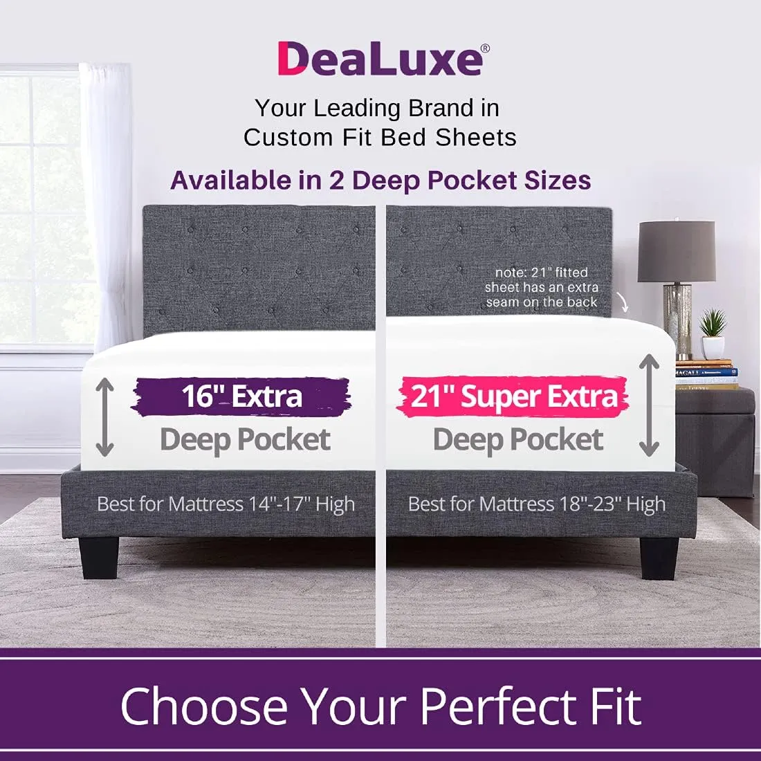 Extra Deep Pocket Queen Bed-Sheets – 4-Piece Includes: 18”-21” Inch Super Extra Deep Pocket Fitted Sheet – Oversize Flat Sheet – 2 Zipper Closure Pillowcases – Perfectly Fit Queen Size – Bright White