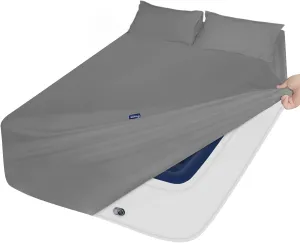 Extra Deep Pocket Queen Sheet Sets for Air Mattress - Deep Pocket Sheets Queen Size Sets - Sheets with Pocket on Side - Easily Fits Extra Deep 16 in to 24 in Pillow Top Air Mattress (Grey)