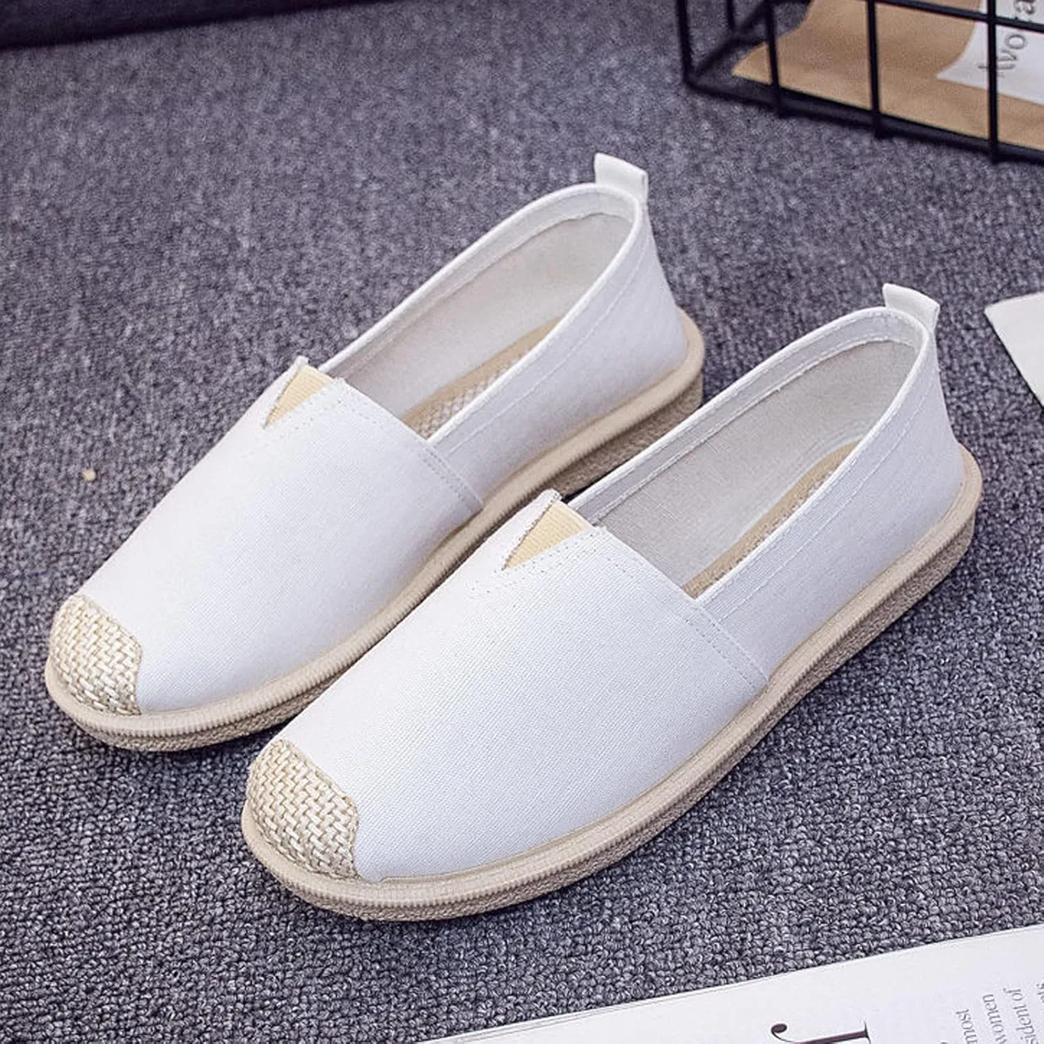 eYLun Women Loafers Slip On Shoes Canvas Flats Work Shoes Casual Comfortable Walking Shoes