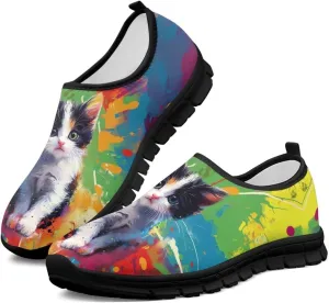 Fashion Walking Shoes for Woman Girls Comfortable Slip On Casual Shoe Light Soft Running Sneakers for Climbing Size 5.5-11.5 Black Sole