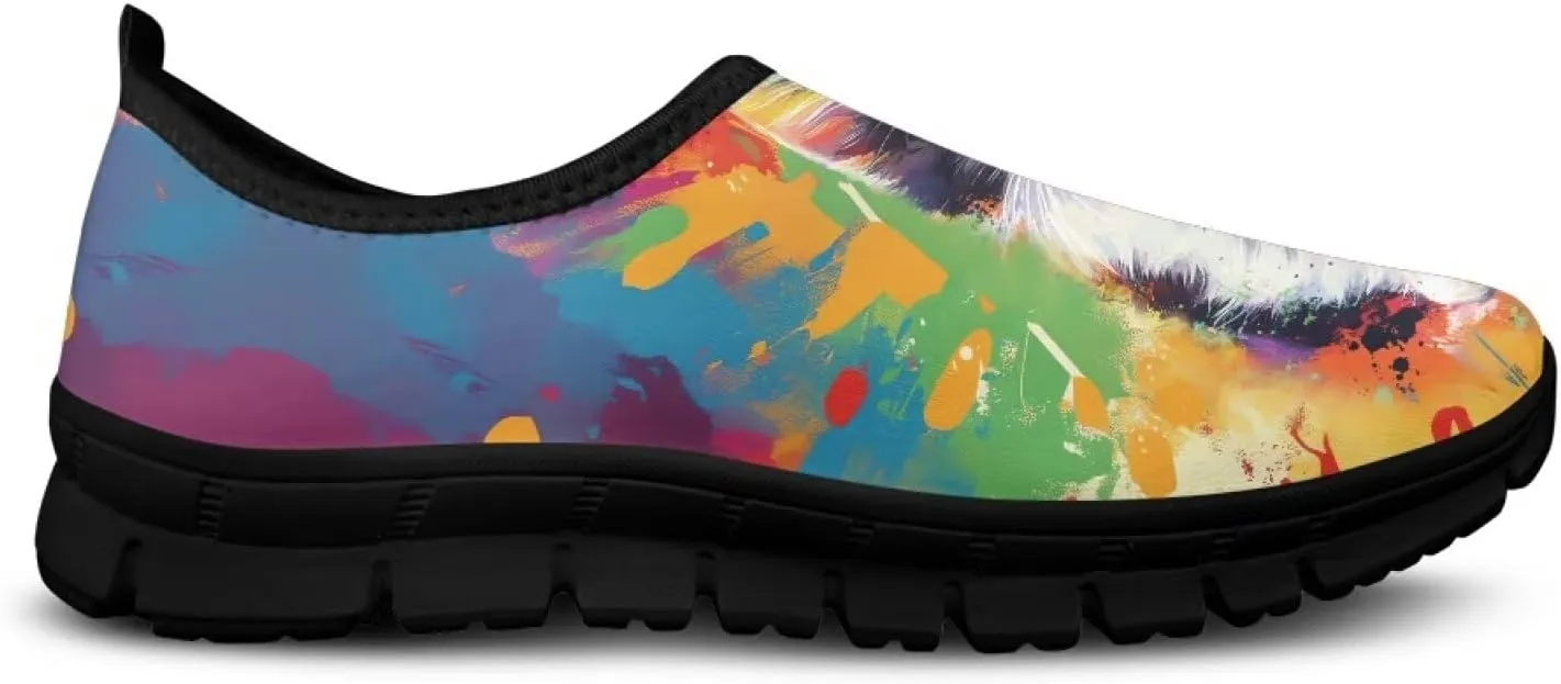 Fashion Walking Shoes for Woman Girls Comfortable Slip On Casual Shoe Light Soft Running Sneakers for Climbing Size 5.5-11.5 Black Sole