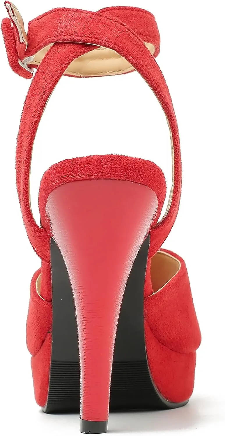 fereshte Women's High Heels Platform Sandals Ankle Strap Slingback Dress Sandal Pump Shoes