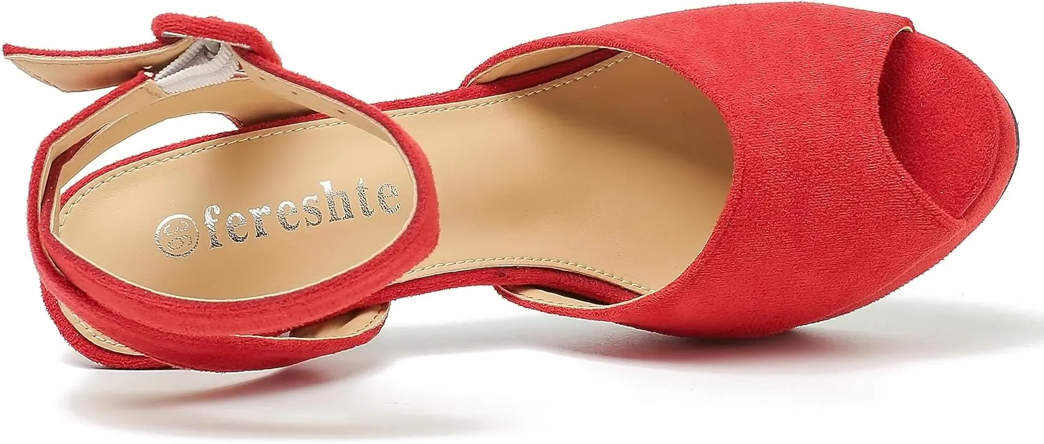 fereshte Women's High Heels Platform Sandals Ankle Strap Slingback Dress Sandal Pump Shoes