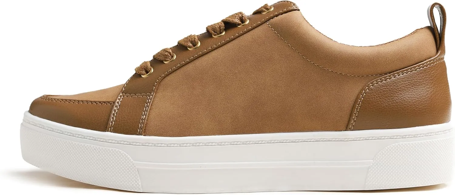 FEVERSOLE Women's Comfort Lightweight Sneaker Vegan Leather Platform Casual Walking Shoes