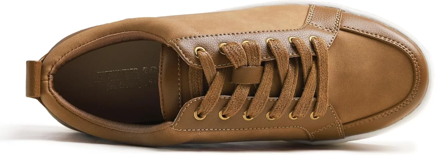 FEVERSOLE Women's Comfort Lightweight Sneaker Vegan Leather Platform Casual Walking Shoes