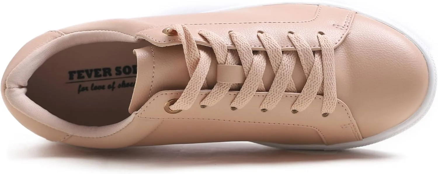 FEVERSOLE Women's Fashion Lightweight Spring Summer Vegan Leather Sneaker Casual Comfort Walking Shoes