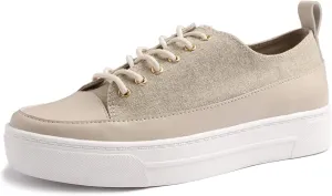 FEVERSOLE Women's Fashion Platform Vegan Leather Daily Casual Lace Up Sneaker