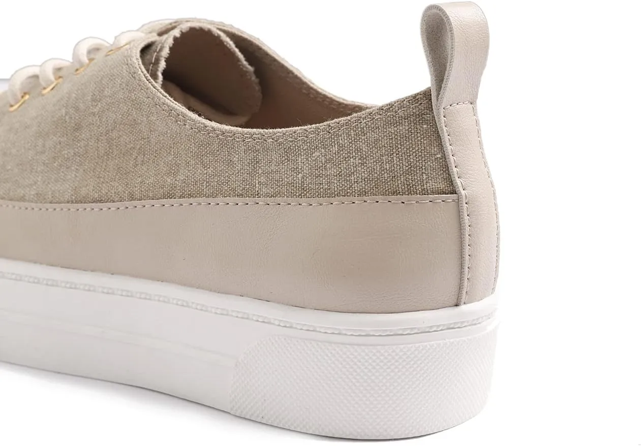 FEVERSOLE Women's Fashion Platform Vegan Leather Daily Casual Lace Up Sneaker
