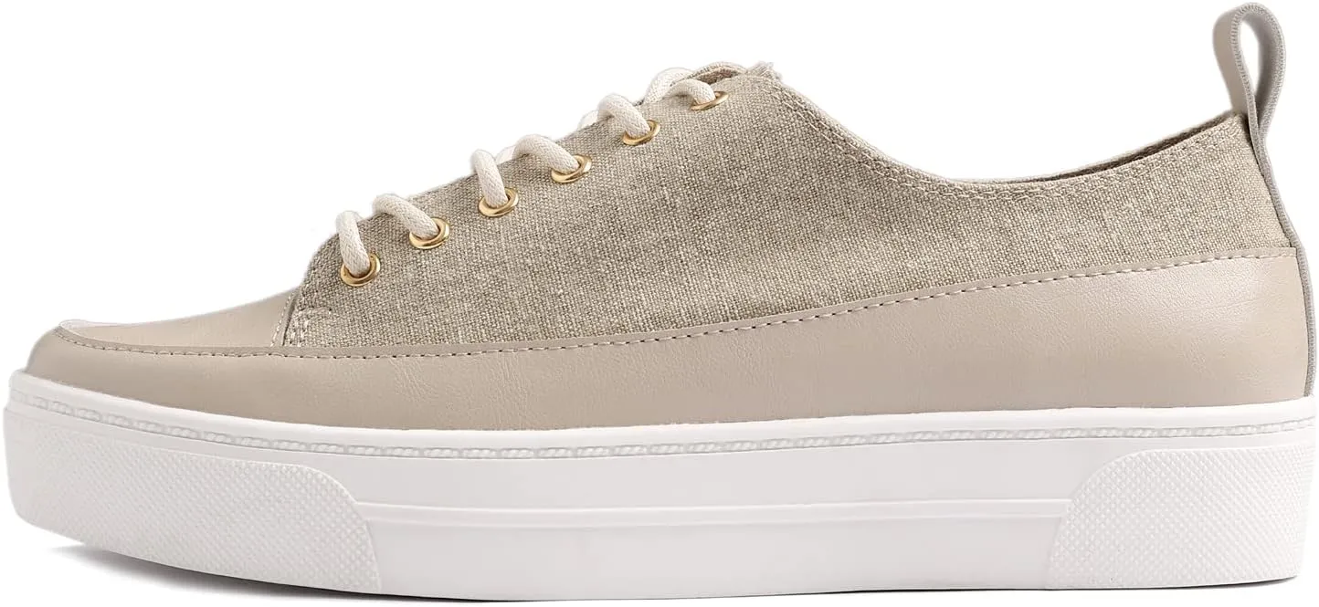FEVERSOLE Women's Fashion Platform Vegan Leather Daily Casual Lace Up Sneaker